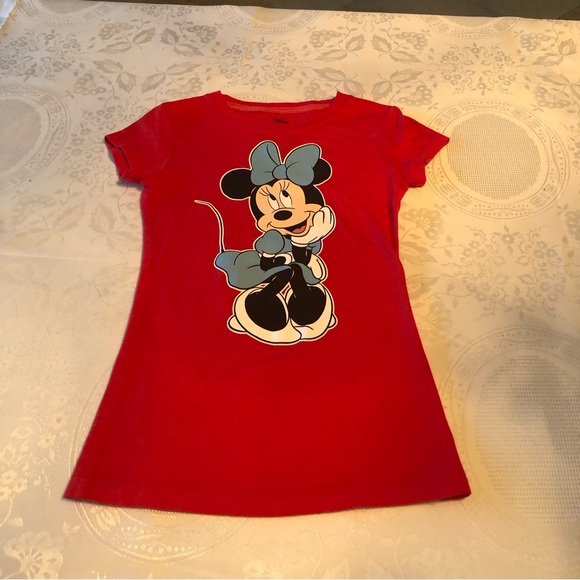 Disney Minnie Mouse Girls Size XS Red T-Shirt Short Sleeves Elastic Tee - Picture 11 of 12